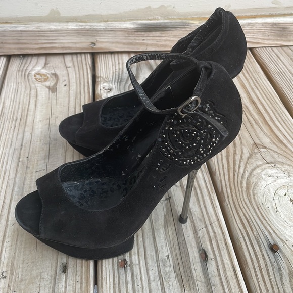 Betsey Johnson Black "Tryyst" Stiletto Heels Size 7 - Picture 1 of 15